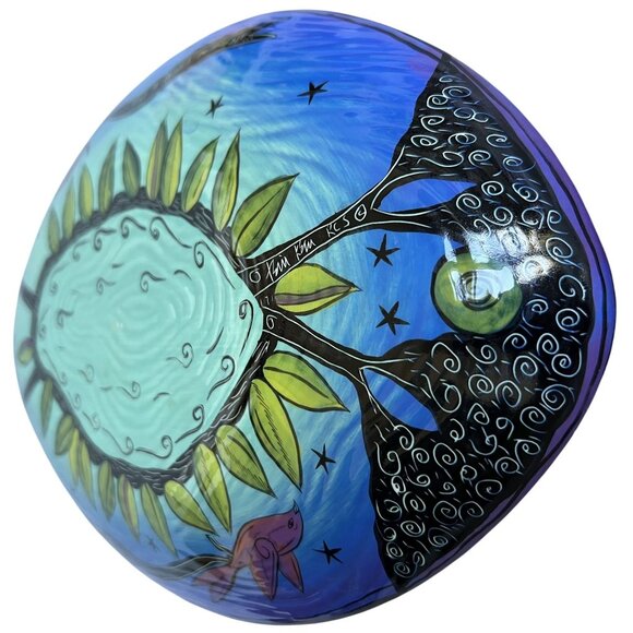 Terri Kern Vintage Handmade Moon Star Night Oval Serving Platter Bowl 14" Signed - Picture 3 of 16